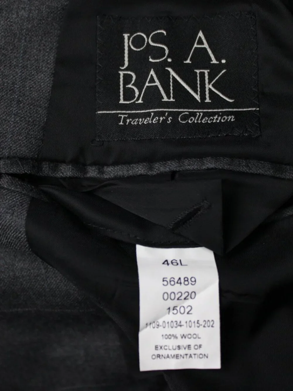 Jos A. Bank Blazer Mens 46 Long Gray 100% Wool 2 Button Double Vent Jacket